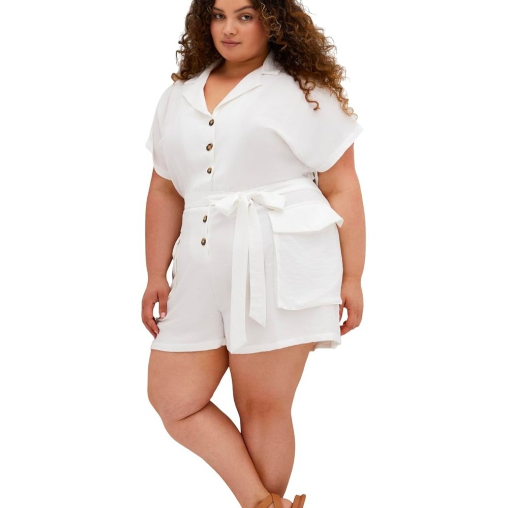 City Chic Playsuit Jade Ivory White Romper US 24 XXL 00223800